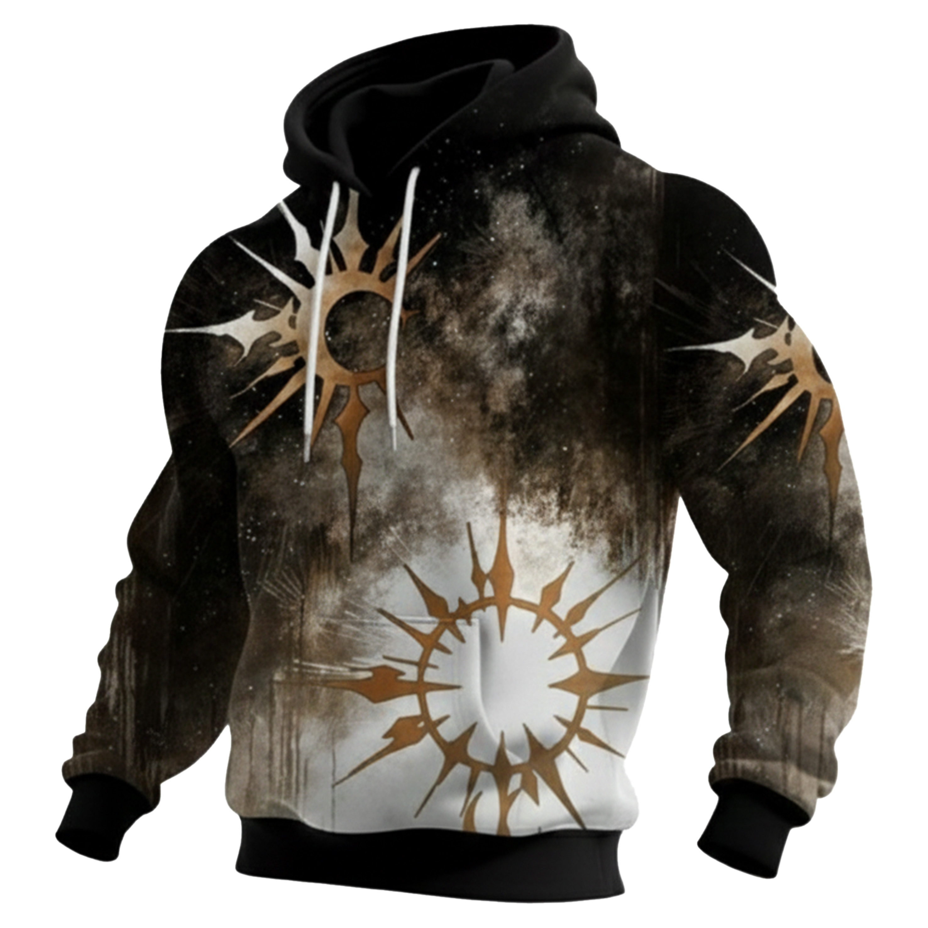  Streetwear Avant-garde chic men's printed casual hooded sweatshirt