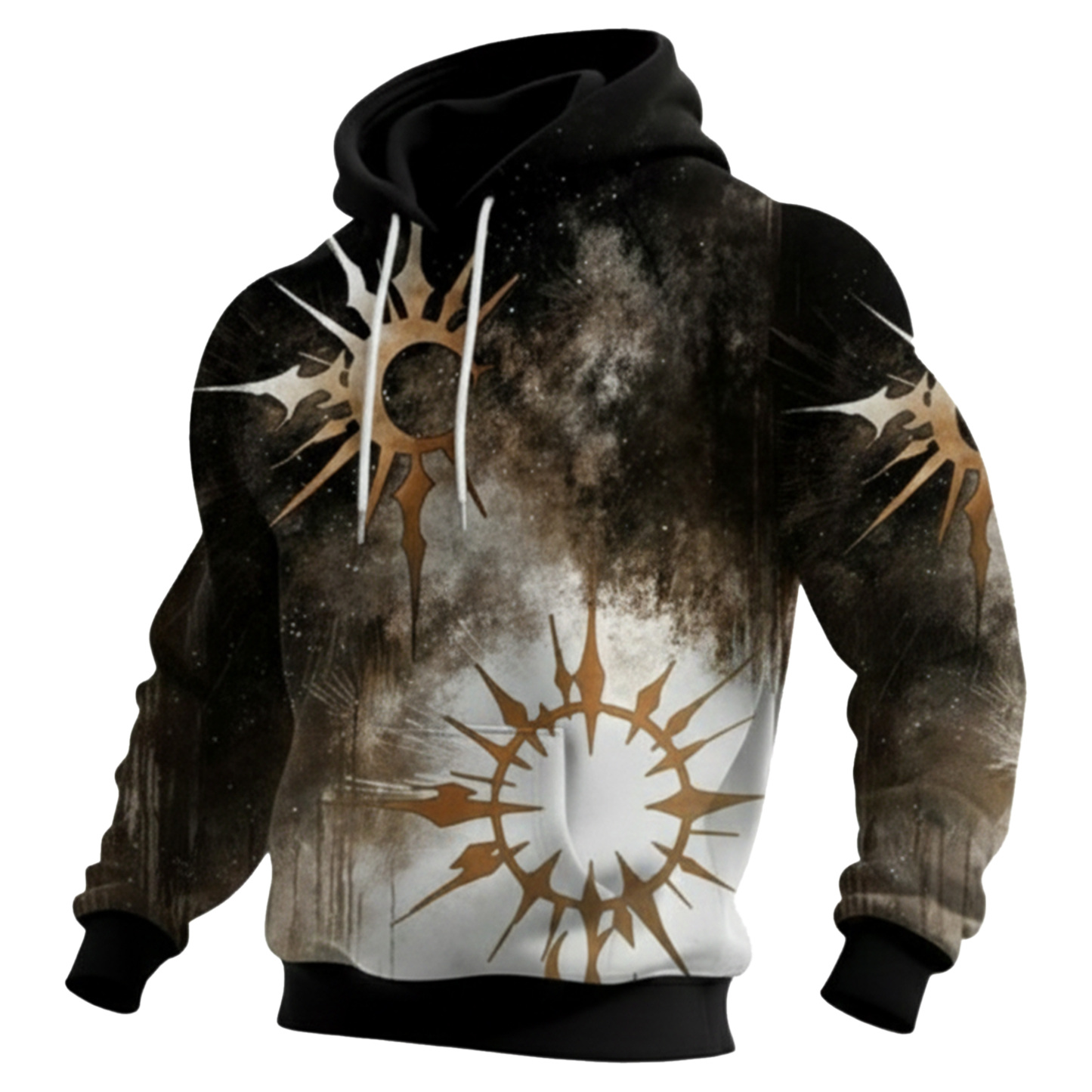 Streetwear Avant-garde chic men's printed casual hooded sweatshirt