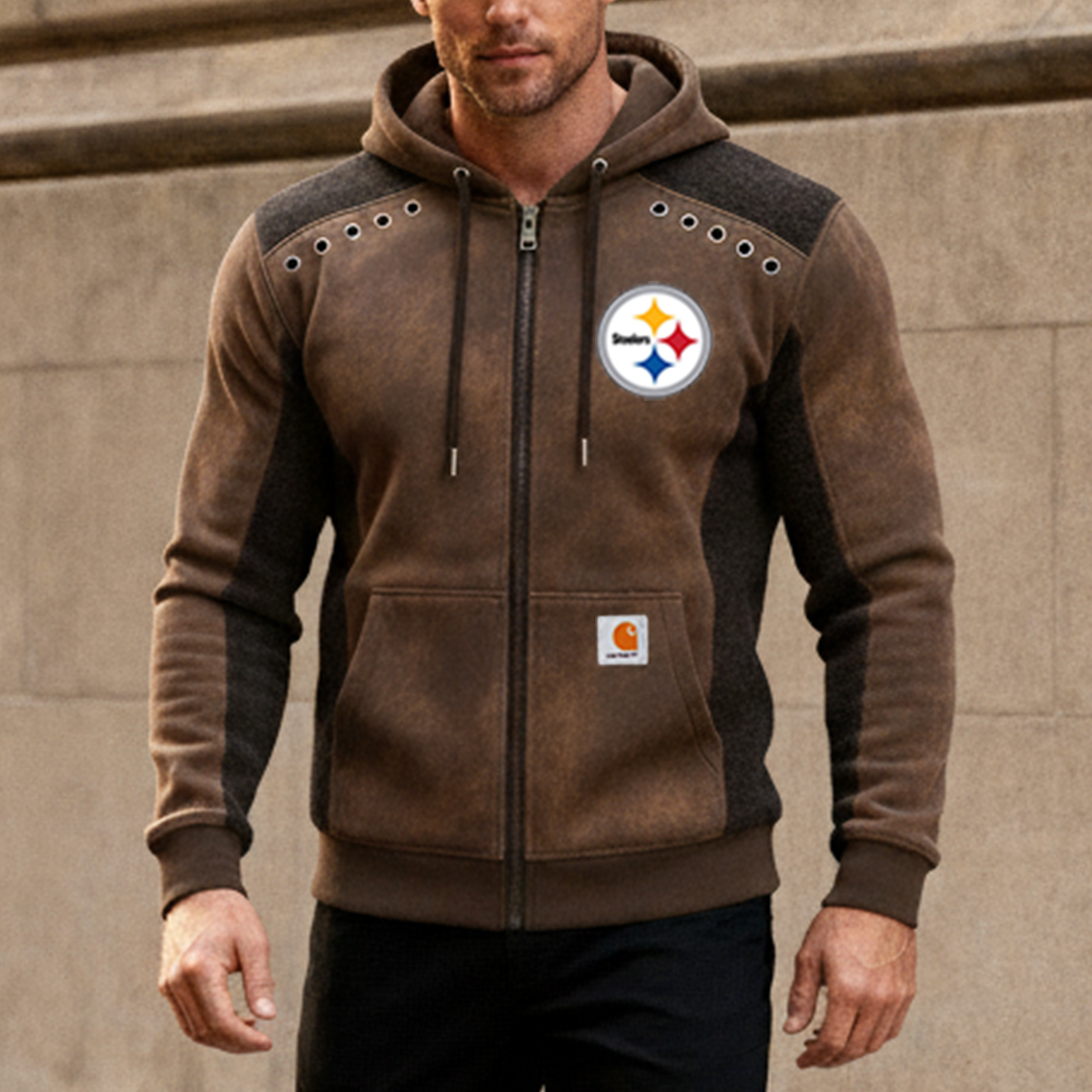 Carhartt WIP × Pittsburgh Steelers workwear badge hooded sweatshirt
