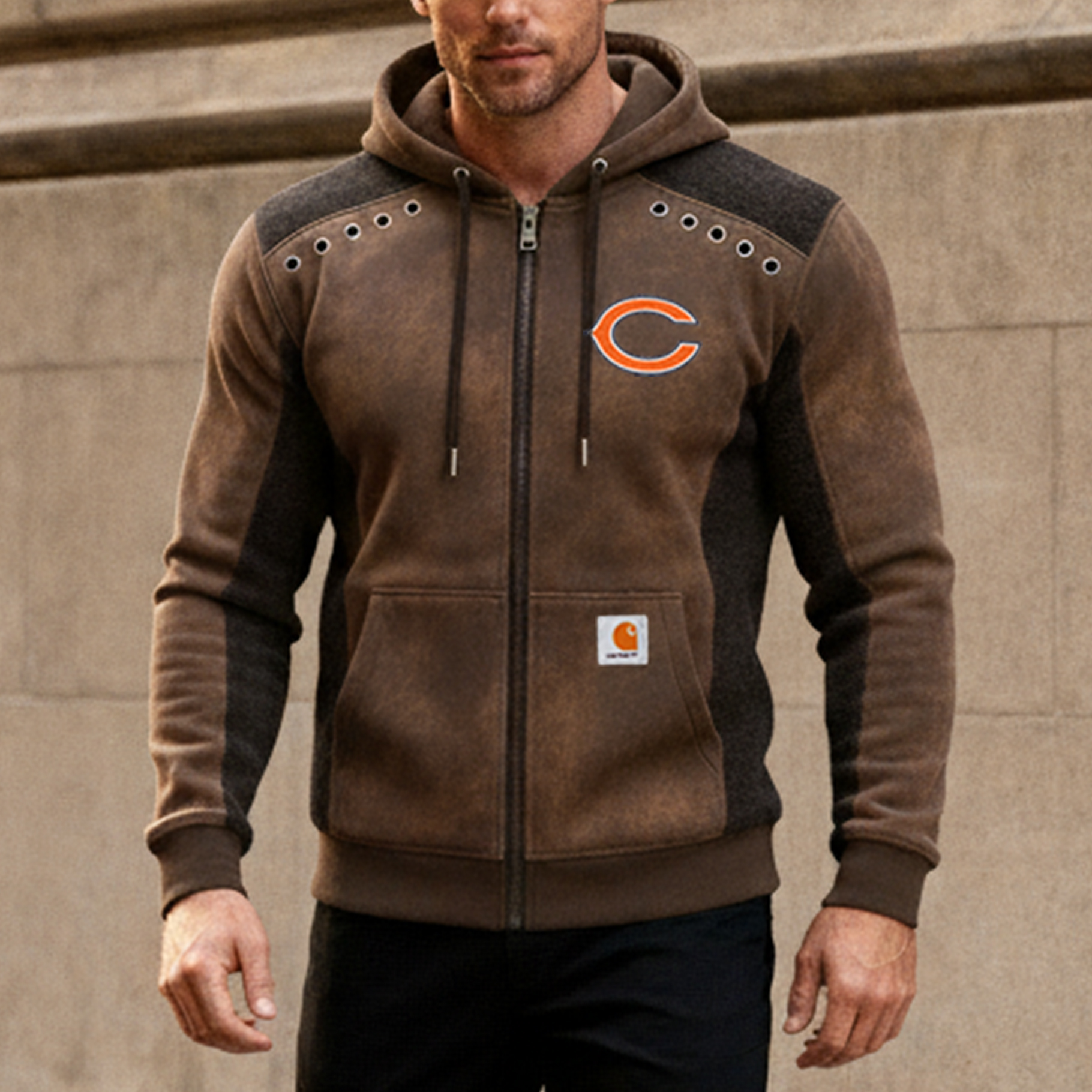 Carhartt WIP ×Chicago Bears workwear badge hooded sweatshirt