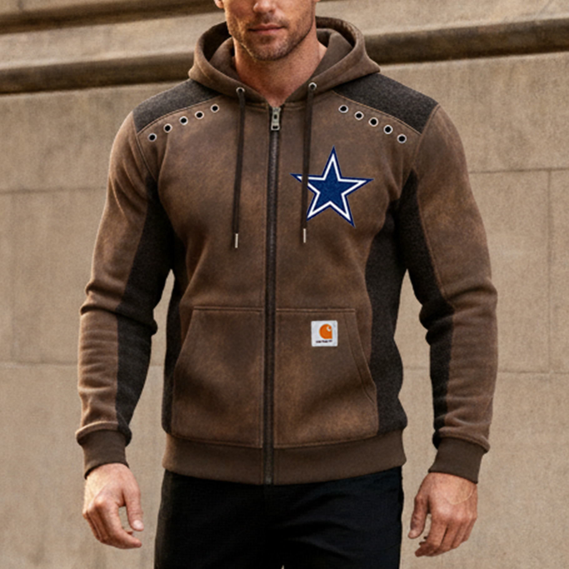 Carhartt WIP ×Dallas Cowboys workwear badge hooded sweatshirt