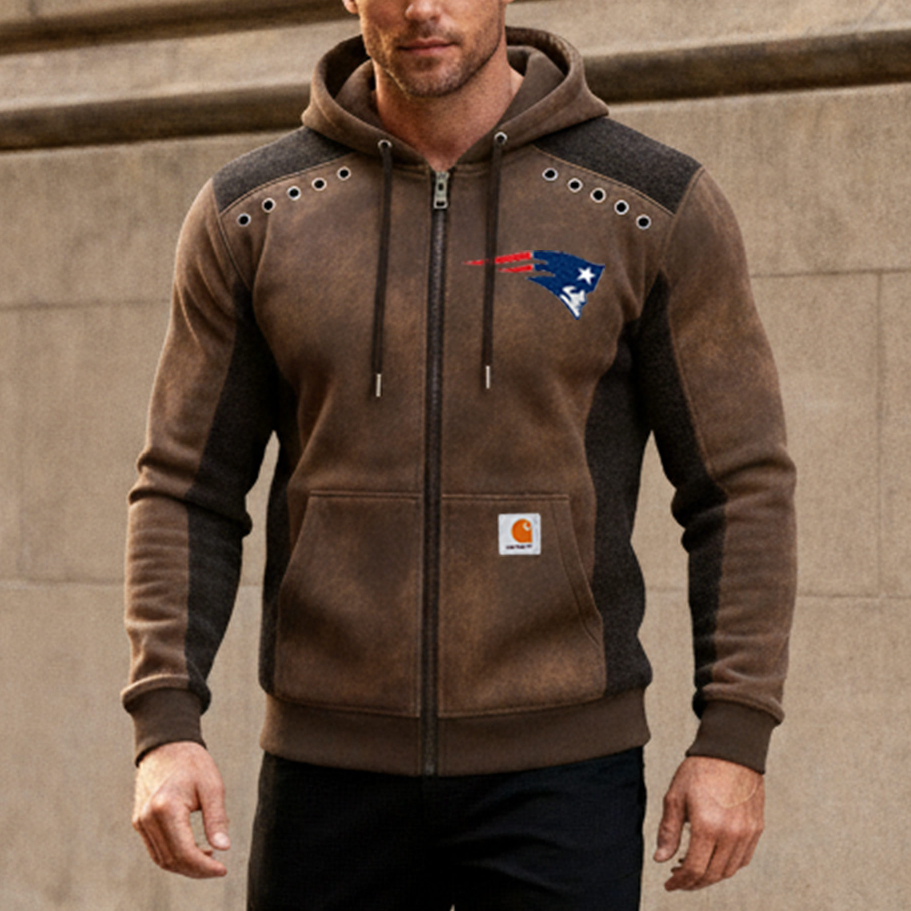 Carhartt WIP ×New England Patriots workwear badge hooded sweatshirt