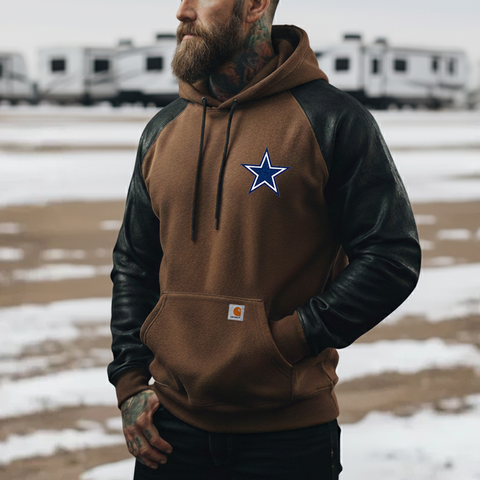Carhartt&Dallas Cowboys collaboration fleece hoodie