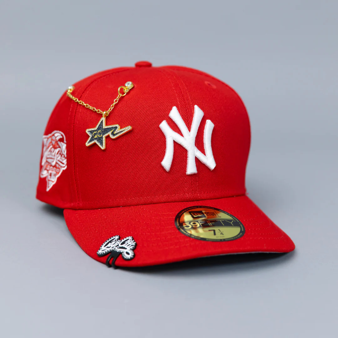 NEW ERA EXCLUSIVE 59FIFTY RED NEW YORK YANKEES W/ 2000 WORLD SERIES SI