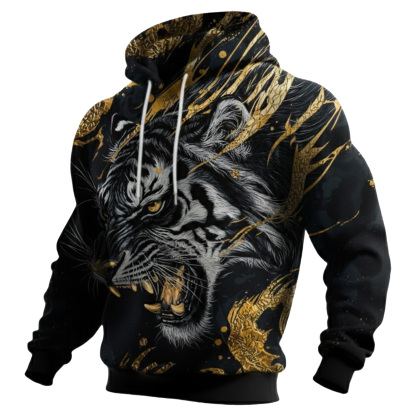 Streetwear Avant-garde chic men's printed casual hooded sweatshirt