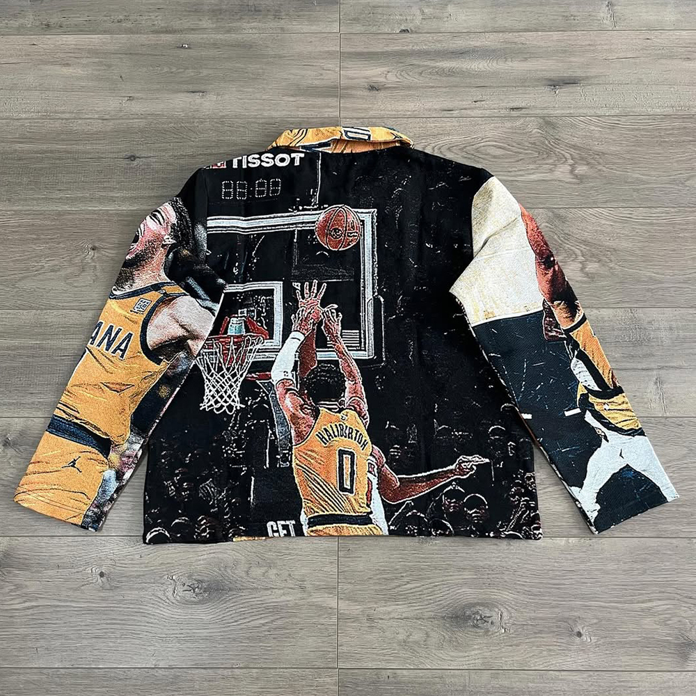 Stylish Player Print Long Sleeve Zipped Jacket