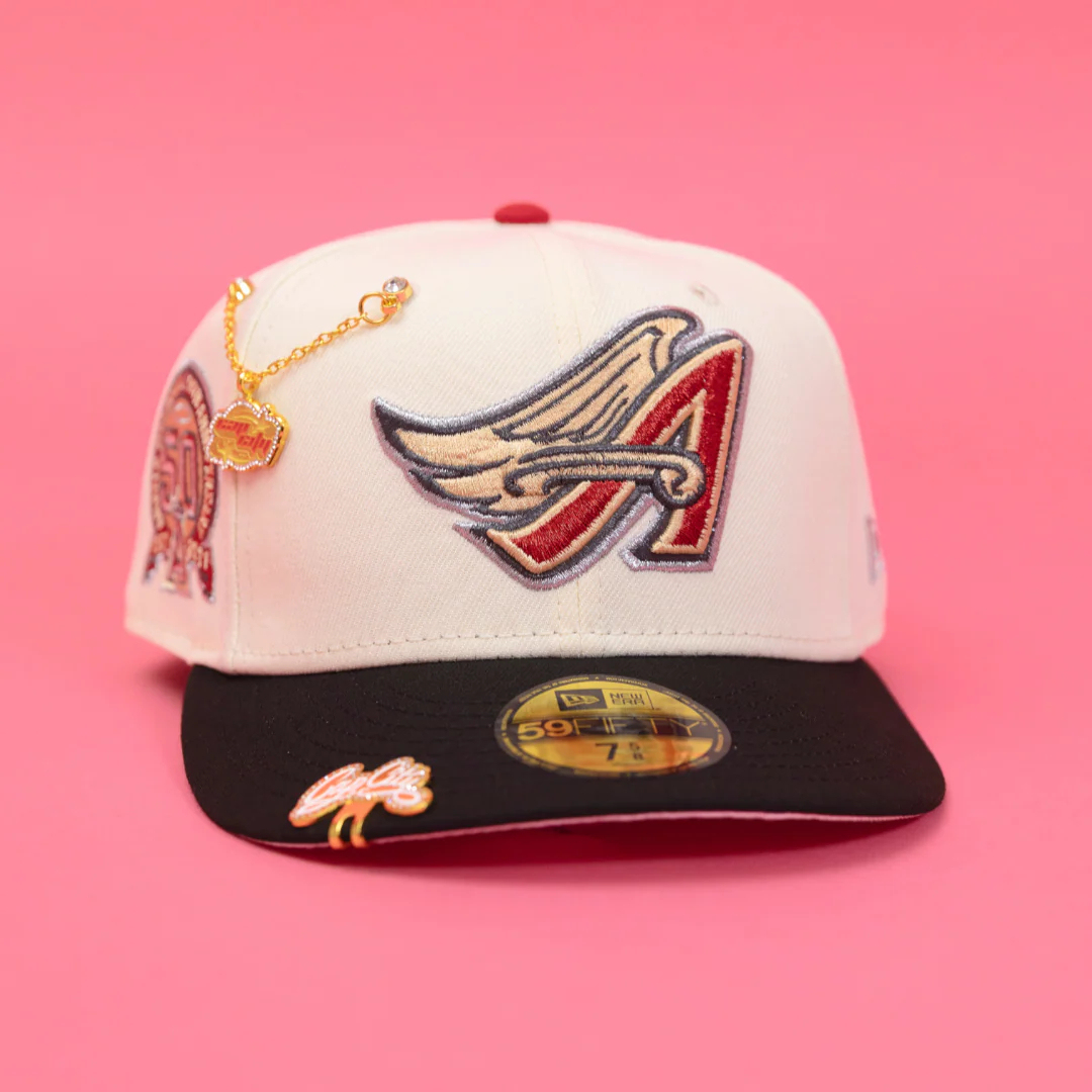 Thesouthvibe NEW ERA EXCLUSIVE 59FIFTY CHROME/ BLACK ANAHEIM ANGELS W/ 50TH ANNIVERSARY SIDE PATCH 40.99