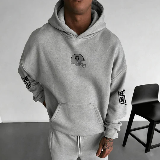 Unisex Rugby Championship Team Logo Print Oversized Casual Hoodie