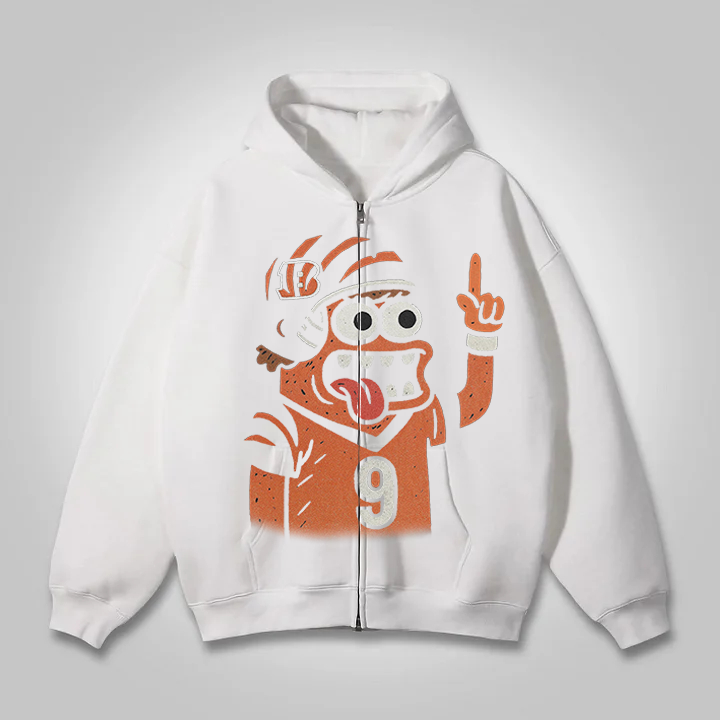"Cincinnati cartoon hooded zipper sweatshirt"