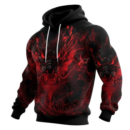 Streetwear Avant-garde chic men's printed casual hooded sweatshirt
