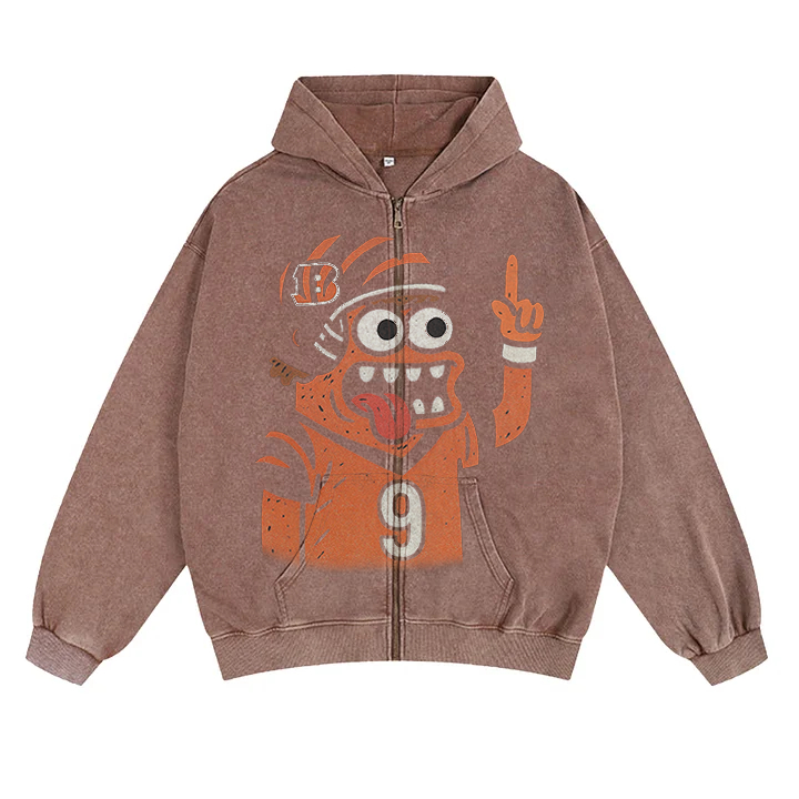 "Cincinnati cartoon hooded zipper sweatshirt"