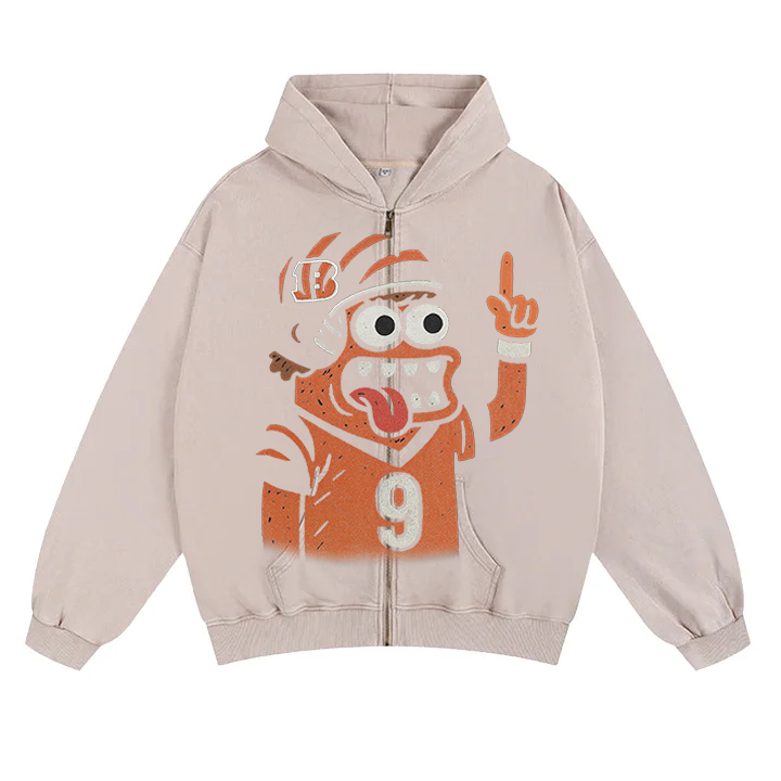 "Cincinnati cartoon hooded zipper sweatshirt"