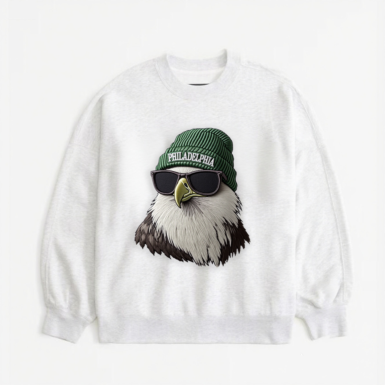 Lady's gray eagle gray round-neck sweatshirt, sporty and comfortable sweatshirt