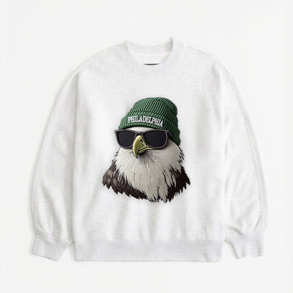 Lady's gray eagle gray round-neck sweatshirt, sporty and comfortable sweatshirt