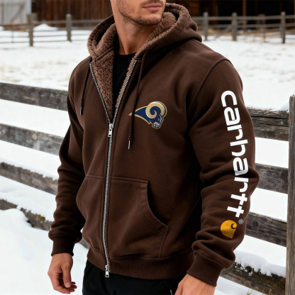 Carhartt &Los Angeles Rams Patriots plush inner collaboration hooded sweatshirt