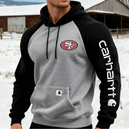 Carhartt×San Francisco 49ers workwear badge Black and Grey hooded sweatshirt