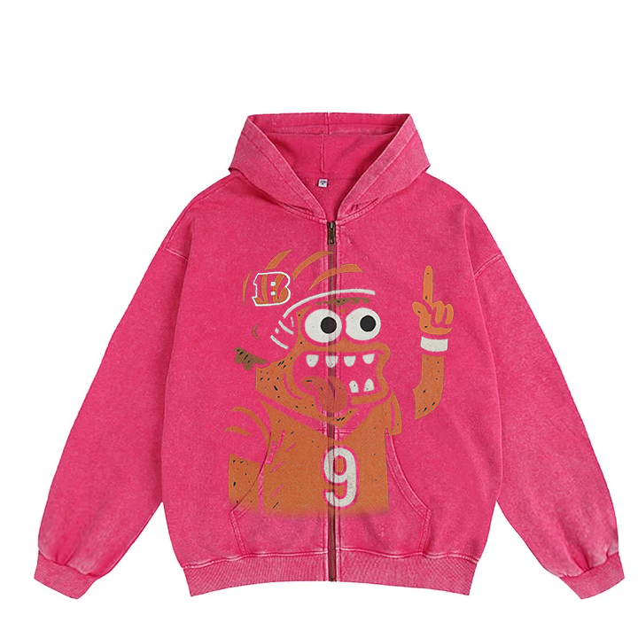 "Cincinnati cartoon hooded zipper sweatshirt"