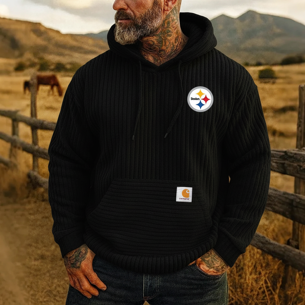 Carhartt × Pittsburgh Steelers co-branded corduroy hoodie