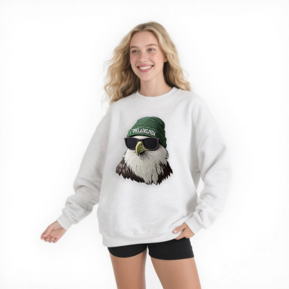 Lady's gray eagle gray round-neck sweatshirt, sporty and comfortable sweatshirt
