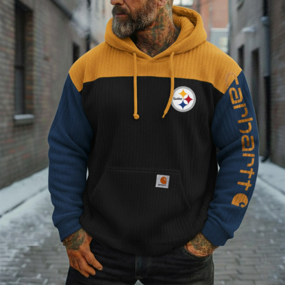 Multi-Color Stripe Block Fleece Hoodie