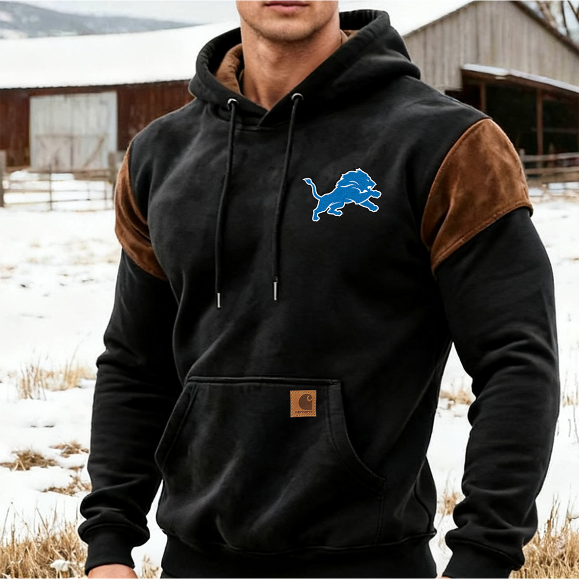 Carhartt × Detroit Lions official collaboration plush hoodie