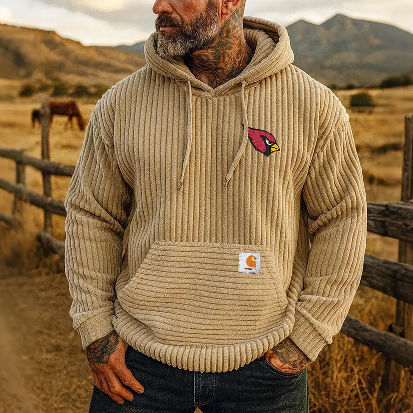 Carhartt ×Arizona Cardinals co-branded corduroy hoodie