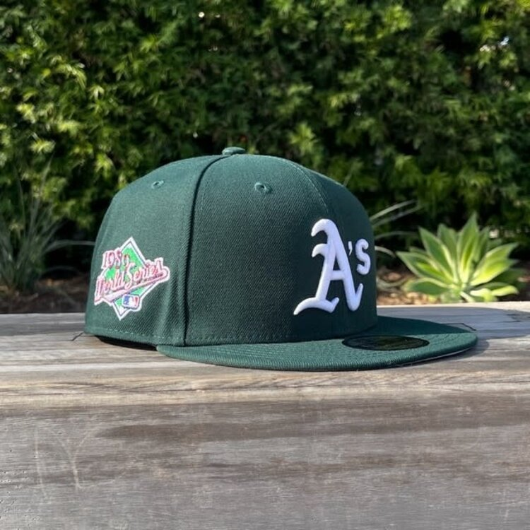 Oakland Athletics 1989 WORLD SERIES Exclusive TEAM HEARTS New Era Fitted 59Fifty MLB Hat - Green