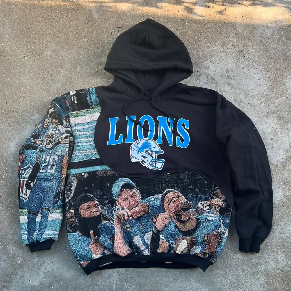 Stylish Lions Patchwork Print Long Sleeve Hoodies