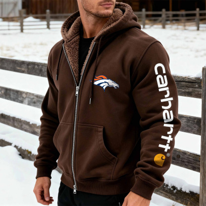 Carhartt &Denver BroncosPatriots plush inner collaboration hooded sweatshirt