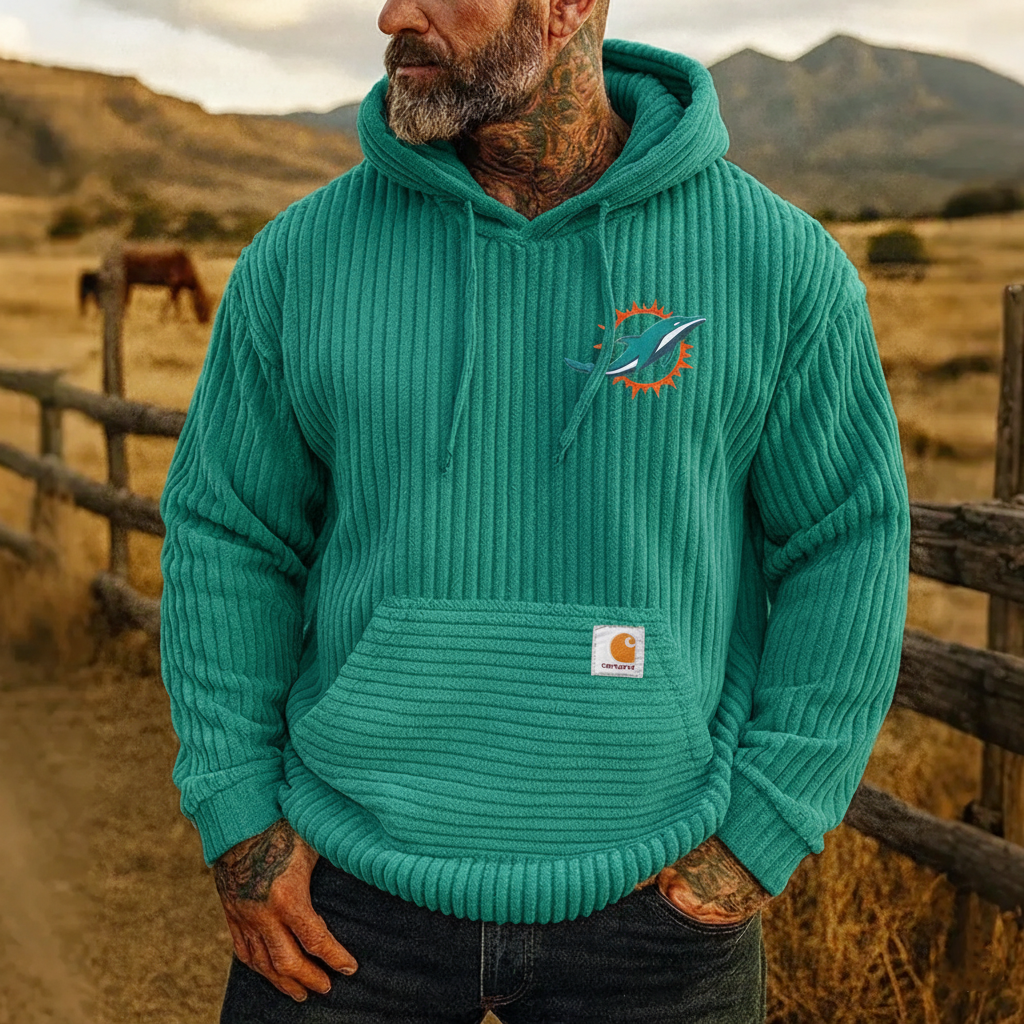 Carhartt ×Miami Dolphins co-branded corduroy hoodie