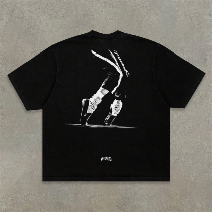 Street Retro Print Crew Neck T-Shirt