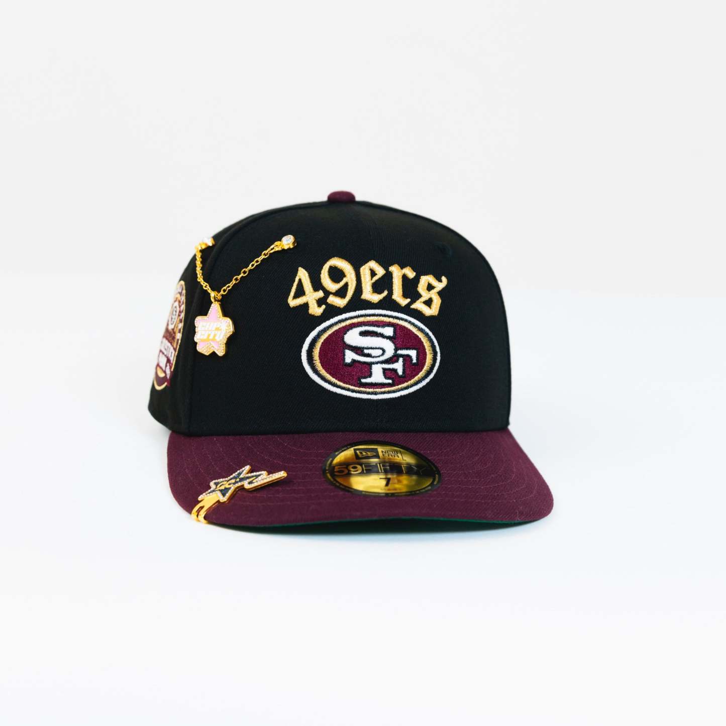 NEW ERA EXCLUSIVE 59FIFTY BLACK/ BURGUNDY "SAN FRANCISCO 49ERS" SCRIPT