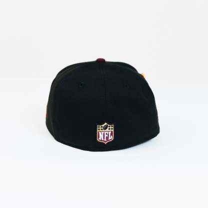 NEW ERA EXCLUSIVE 59FIFTY BLACK/ BURGUNDY  SCRIPT W/ PRO BOWL SIDE PATCH