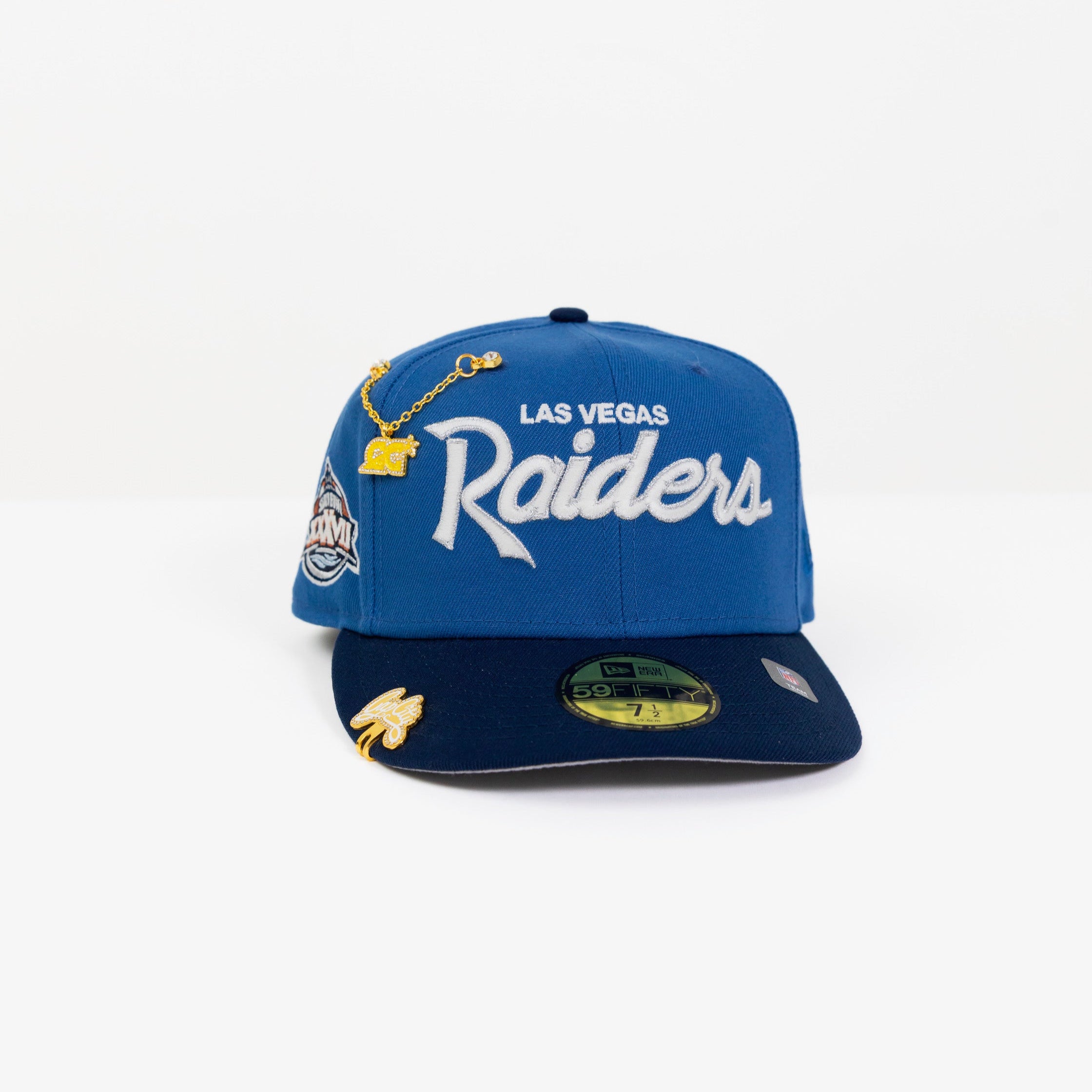 NEW ERA EXCLUSIVE 59FIFTY COBALT BLUE LAS VEGAS RAIDERS W/ XXXVII SUPER BOWL SIDE PATCH