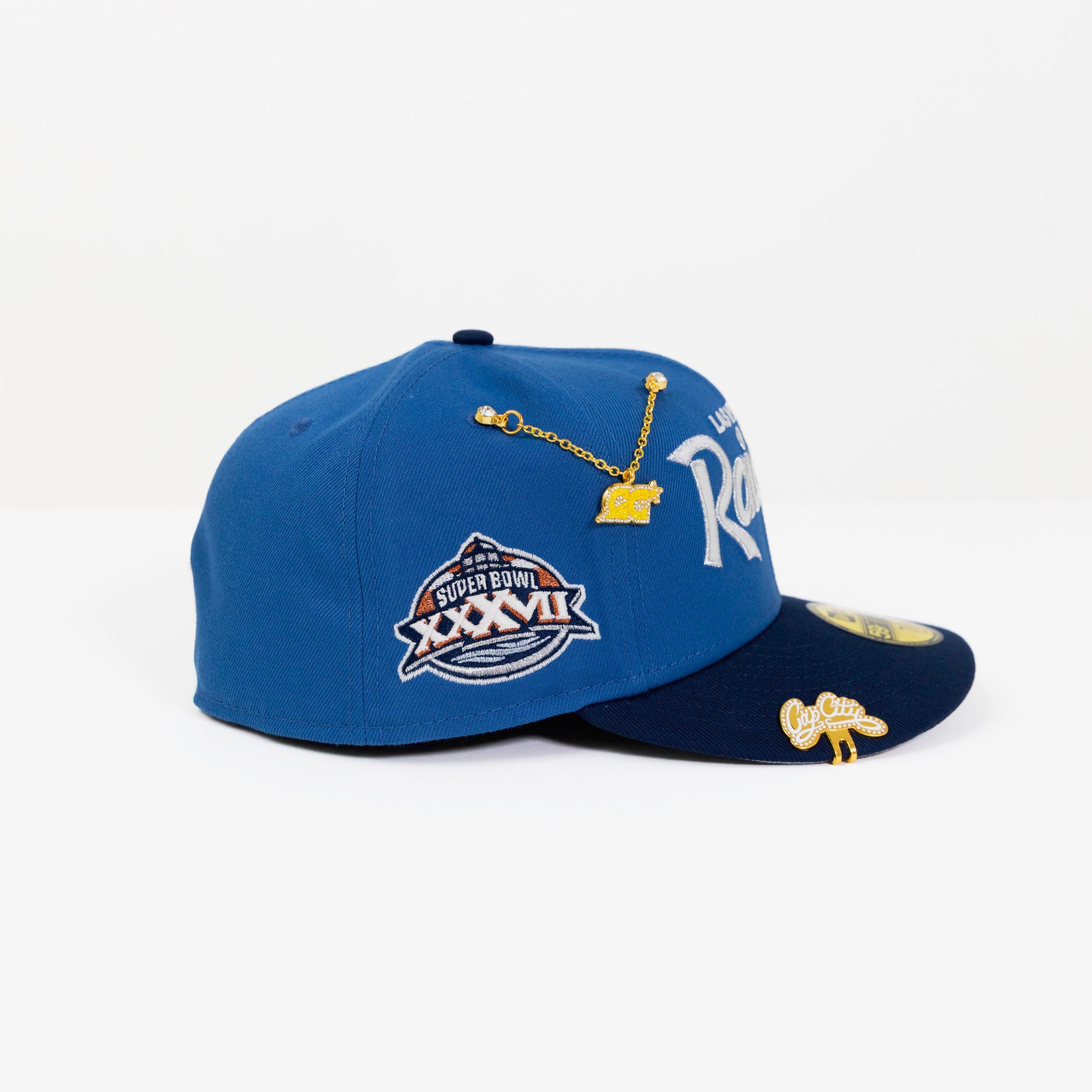 NEW ERA EXCLUSIVE 59FIFTY COBALT BLUE LAS VEGAS RAIDERS W/ XXXVII SUPER BOWL SIDE PATCH