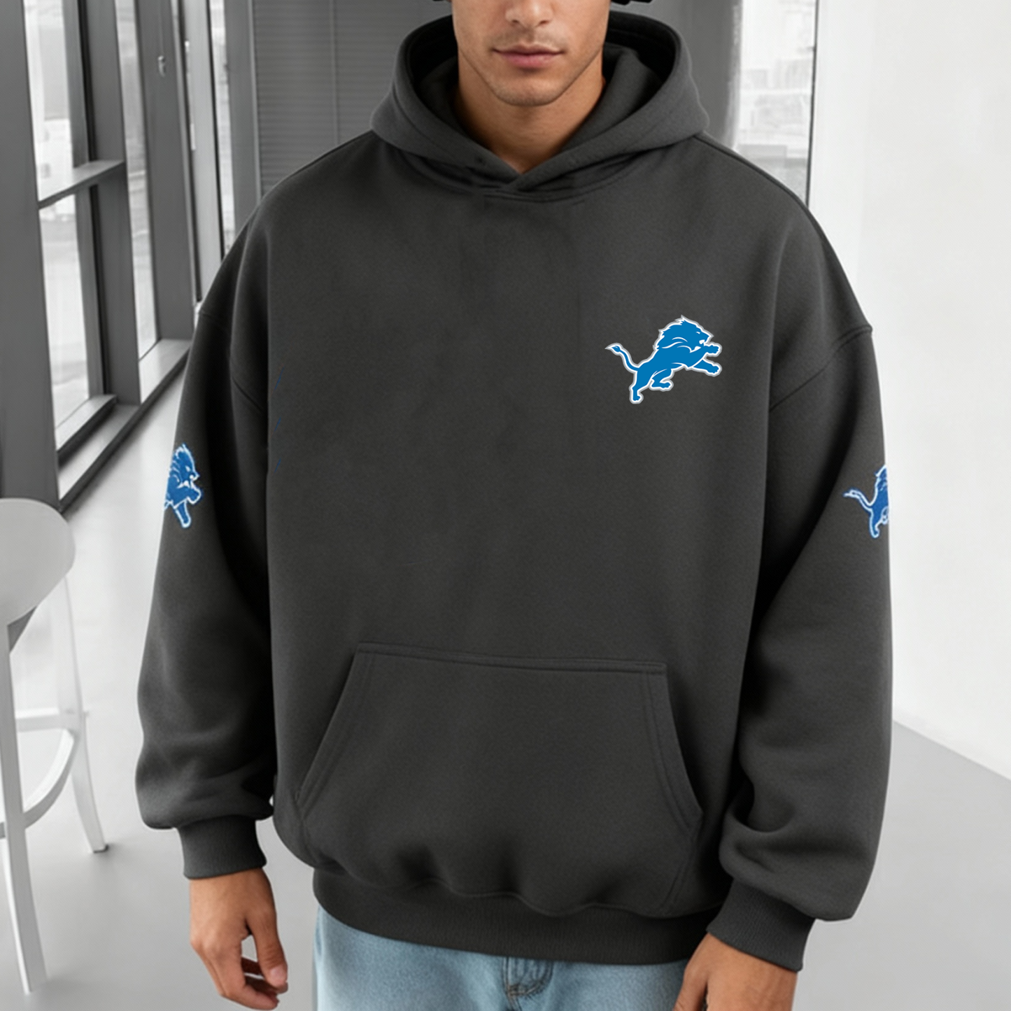 Detroit Lions Gray Logo Hoodie​​