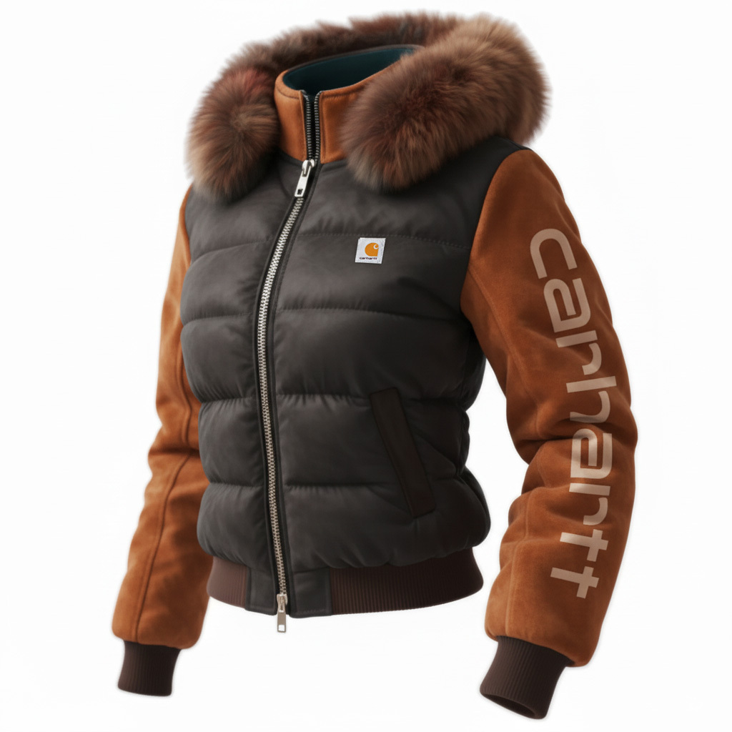 Warm Fur Hood Suede Puffer