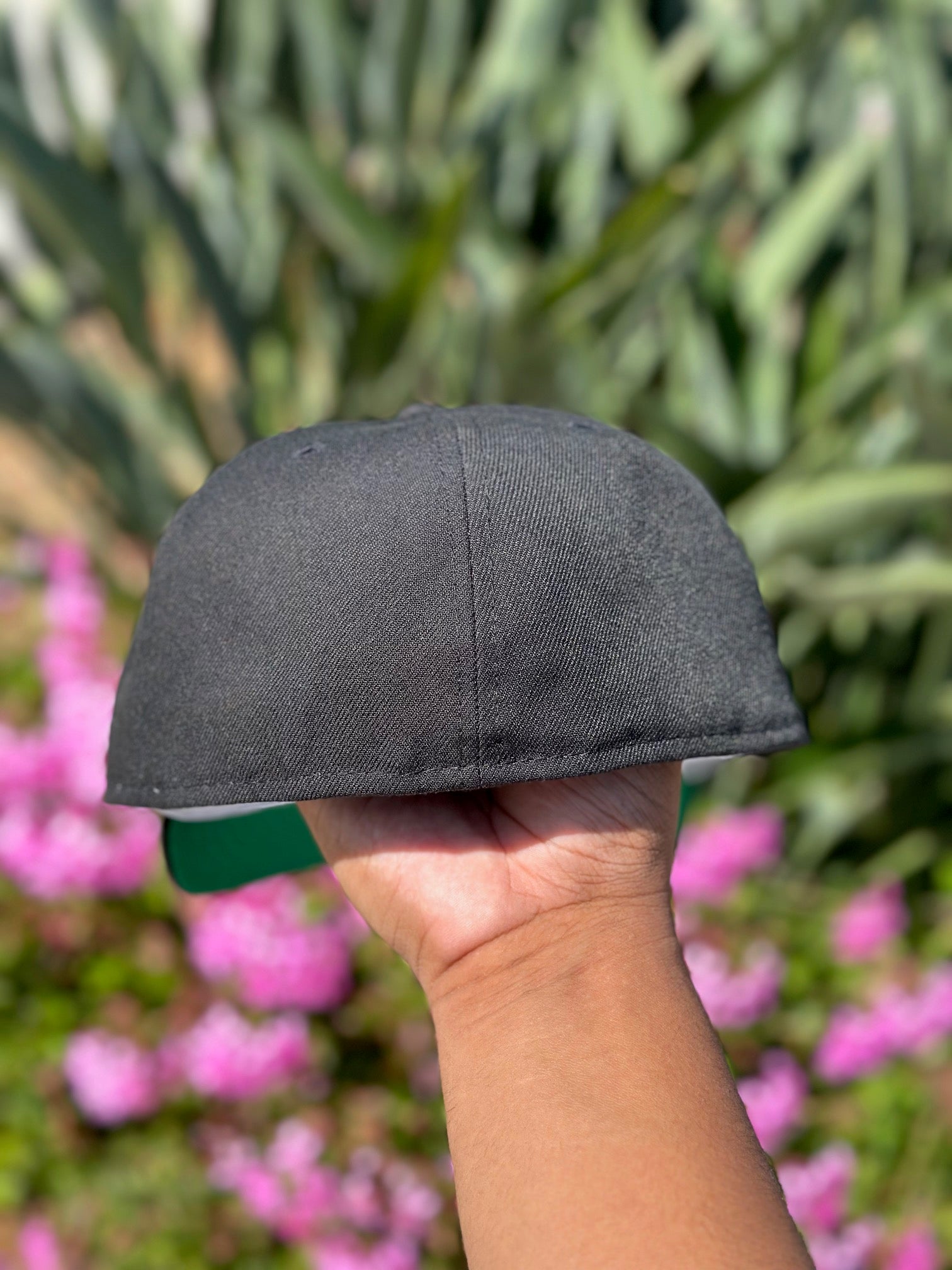 NEW ERA EXCLUSIVE 59FIFTY BLACK MIAMI DOLPHINS SCRIPT W/ NFL LOGO SIDE PATCH