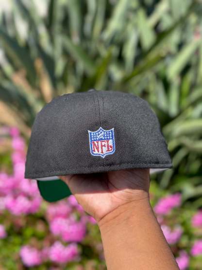 NEW ERA EXCLUSIVE 59FIFTY BLACK MIAMI DOLPHINS SCRIPT W/ 30TH ANNIVERSARY SIDE PATCH