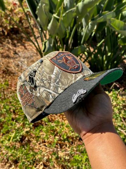 NEW ERA EXCLUSIVE 59FIFTY REALTREE/GREY WOOL LAS VEGAS RAIDERS W/ INAUGRAUL SEASON SIDE PATCH