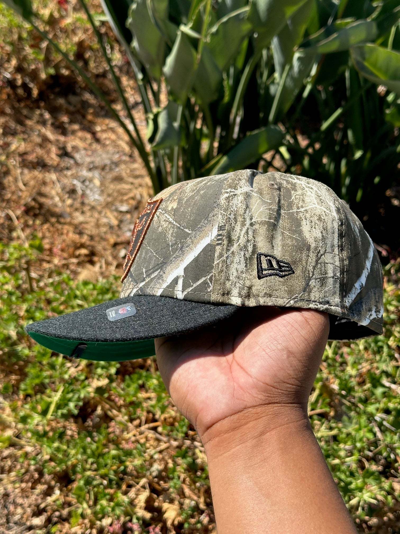 NEW ERA EXCLUSIVE 59FIFTY REALTREE/GREY WOOL LAS VEGAS RAIDERS W/ INAUGRAUL SEASON SIDE PATCH