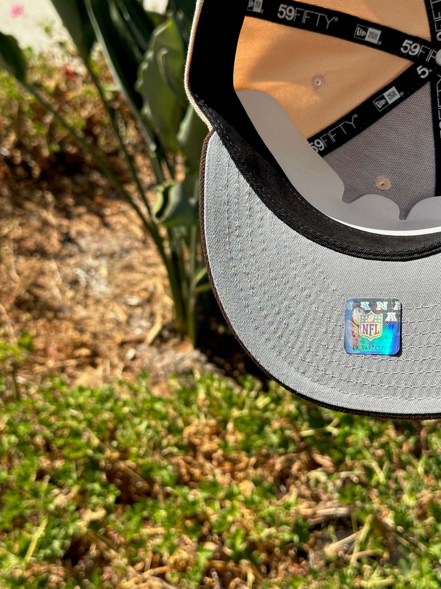 NEW ERA EXCLUSIVE 59FIFTY SOFT BLUSH/WALNUT SAN FRANCISCO "49ERS" SCRIPT W/ 60 SEASONS LOGO SIDE PATCH