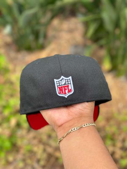 NEW ERA EXCLUSIVE 59FIFTY BLACK LOS ANGLES RAMS SCRIPT W/ 75TH ANNIVERSARY SIDE PATCH