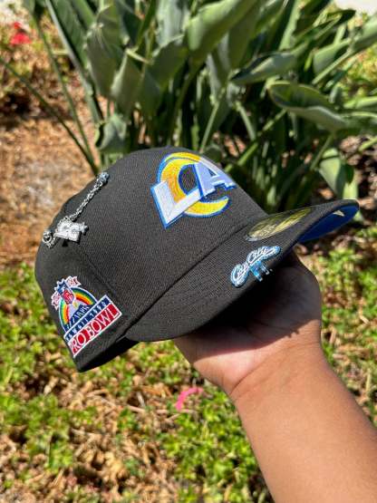 NEW ERA EXCLUSIVE 59FIFTY BLACK LOS ANGELES RAMS W/ PROBOWL SIDE PATCH