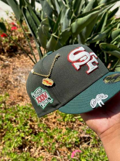 NEW ERA EXCLUSIVE 59FIFTY EMERALD GREEN SAN FRANCISCO 49ERS W/ SUPERBOWL XXIV SIDE PATCH