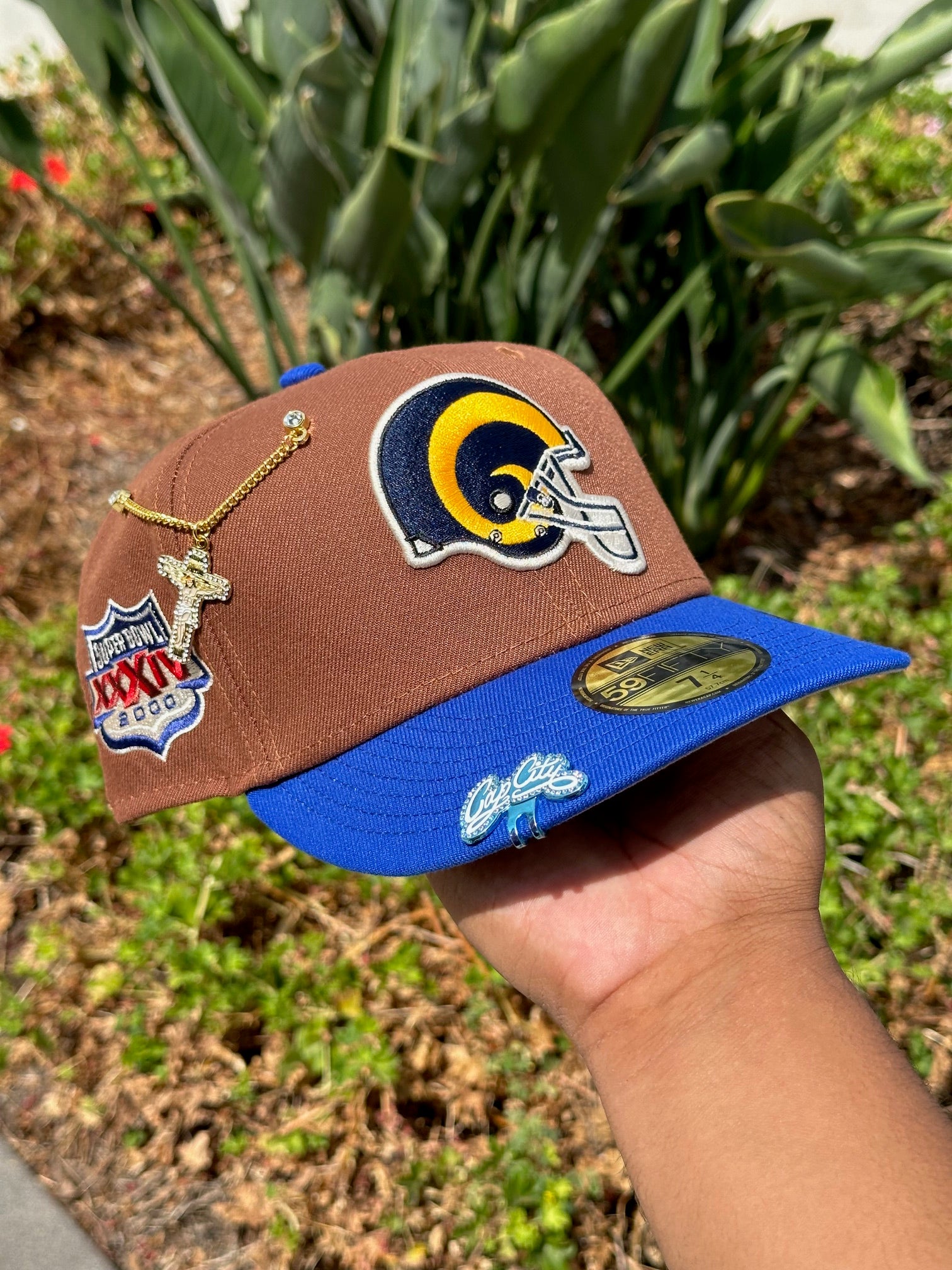 NEW ERA 59FIFTY BROWN/BLUE/ 2000 SUPERBOWL SIDE PATCH