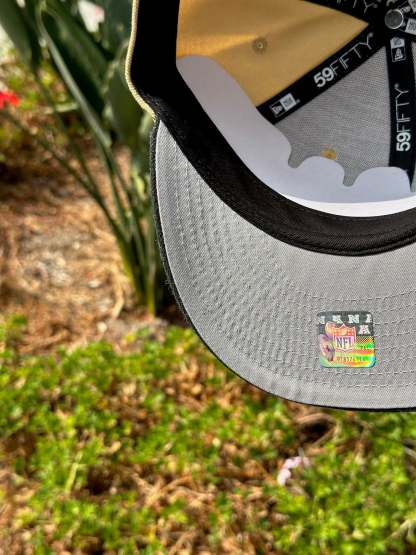 NEW ERA EXCLUSIVE 59FIFTY VEGAS GOLD/GREY WOOL LAS VEGAS RAIDERS W/ 60TH ANNIVERSARY SIDE PATCH