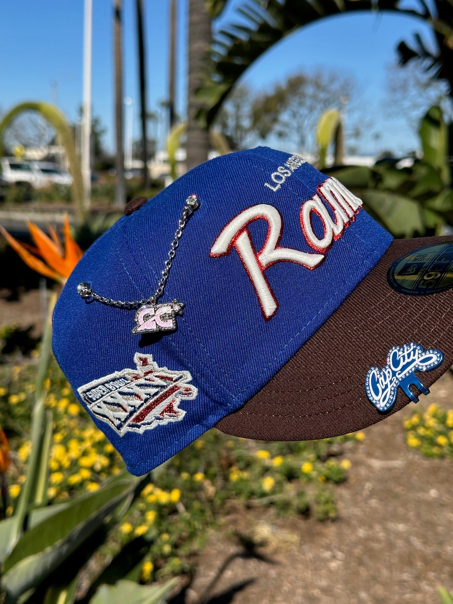 NEW ERA EXCLUSIVE 59FIFTY BLUE/WALNUT W/ SUPERBOWL XXXVI SIDE PATCH