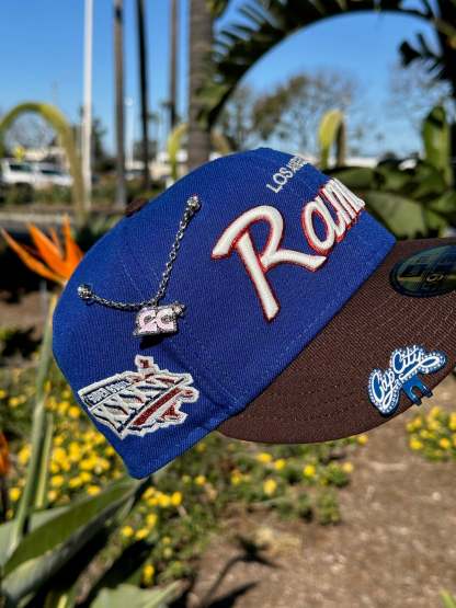 NEW ERA EXCLUSIVE 59FIFTY BLUE/WALNUT W/ SUPERBOWL XXXVI SIDE PATCH