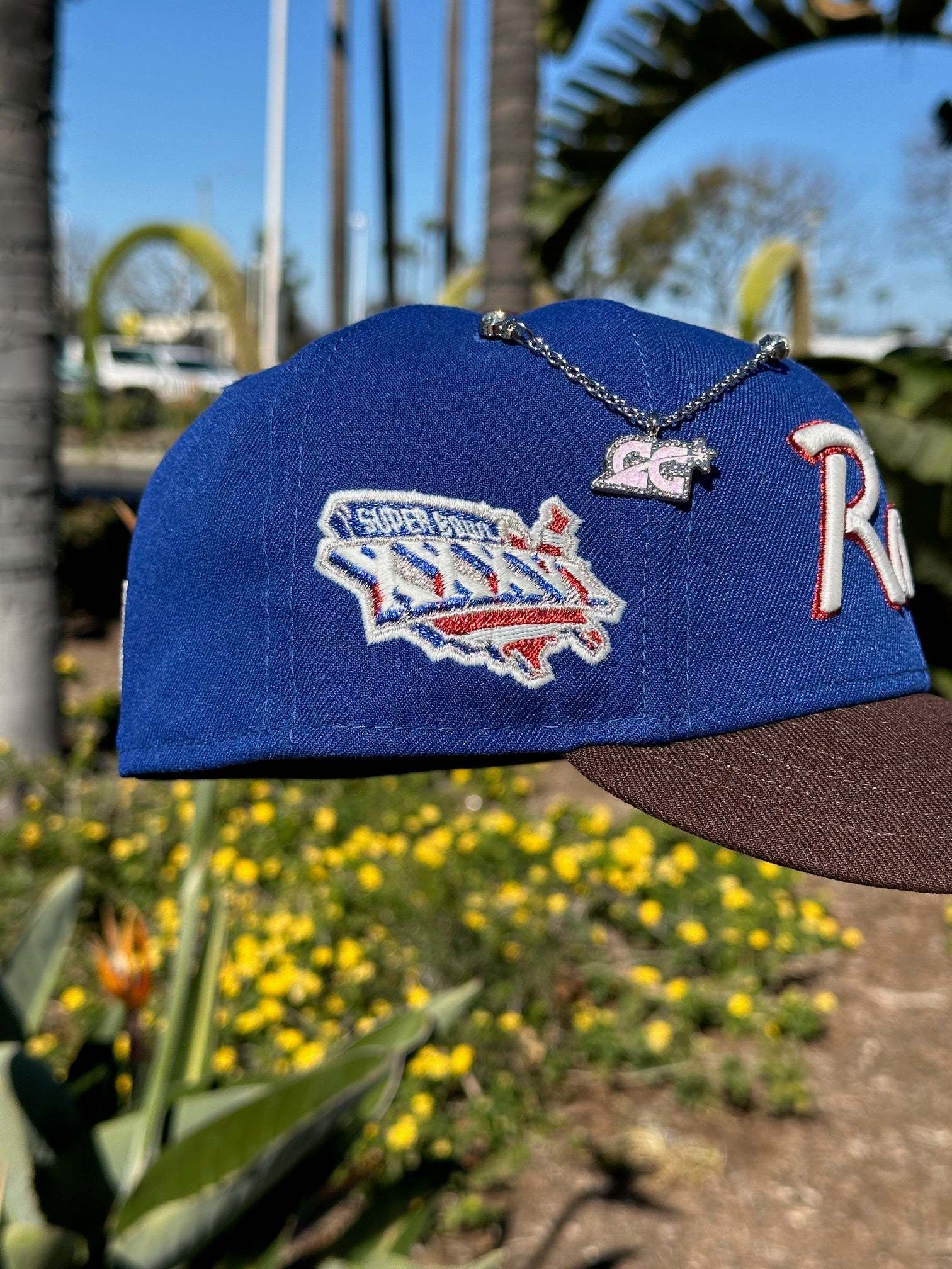 NEW ERA EXCLUSIVE 59FIFTY BLUE/WALNUT W/ SUPERBOWL XXXVI SIDE PATCH